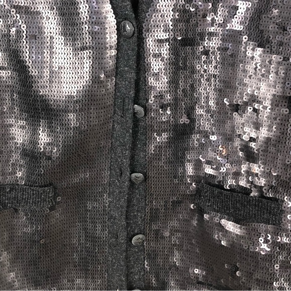 ANTHROPOLOGY Robbi&Nikki black/gray cashmere/wool sequins cardigan S - Picture 6 of 12